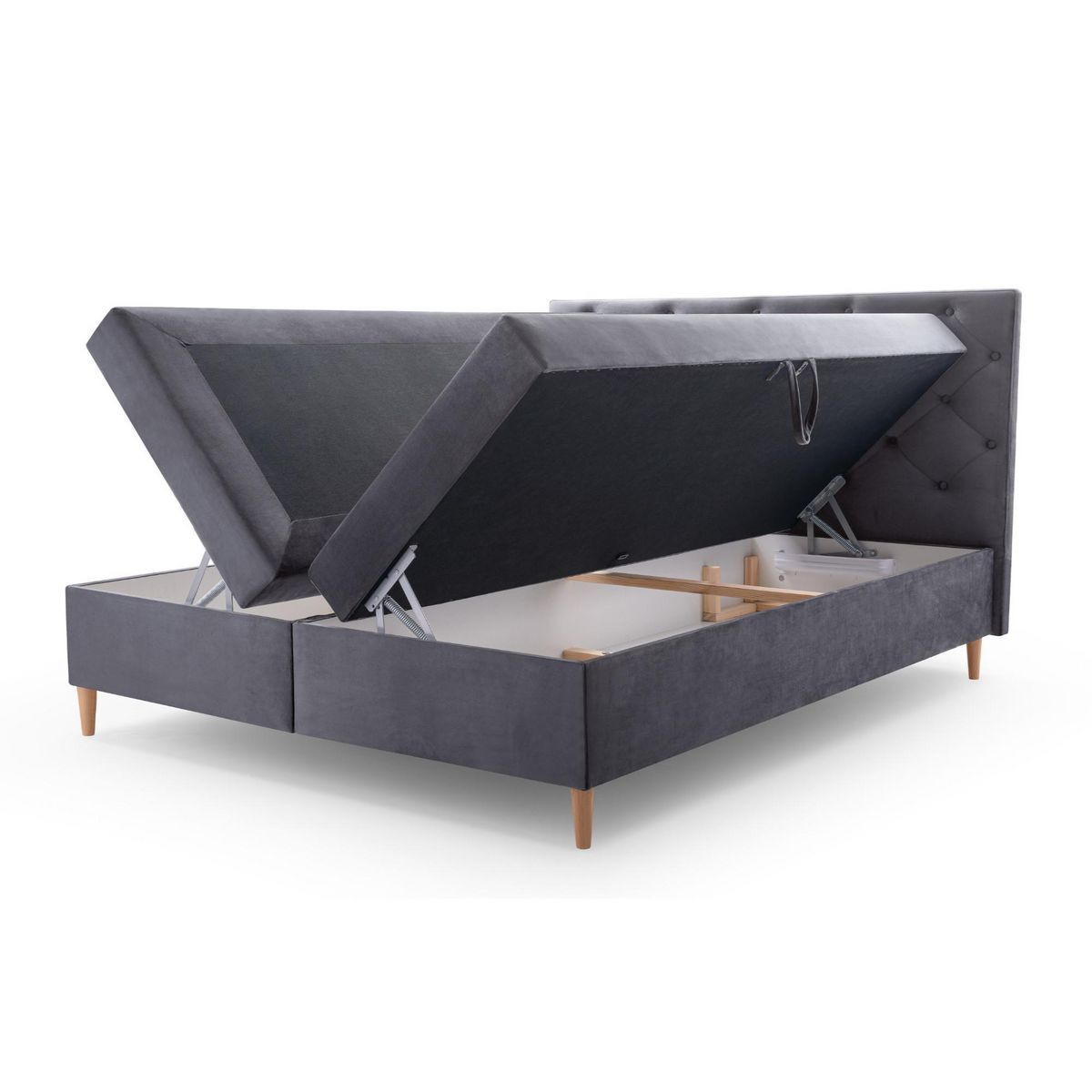 BEST MOBILIER Louis - lit boxspring - 180x200 - en velours - coffres et surmatelas inclus