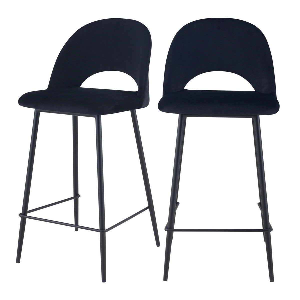 Rendez vous déco Lot de 2 chaises pour îlot central 65 cm en velours noir-Pénélope