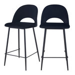 Rendez vous déco Lot de 2 chaises pour îlot central 65 cm en velours noir-Pénélope