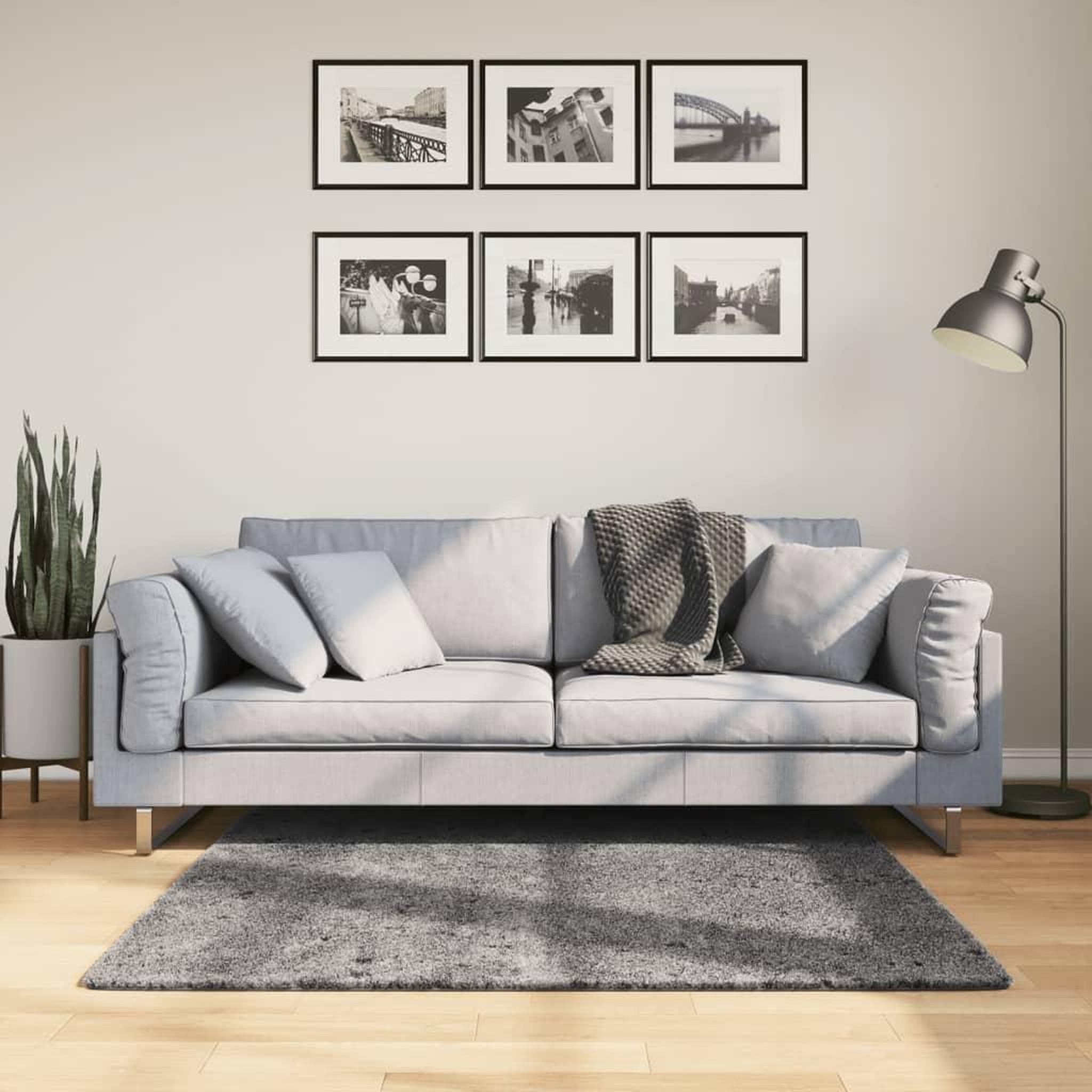 VIDAXL Tapis HUARTE a poils courts doux lavable anthracite 120x120 cm