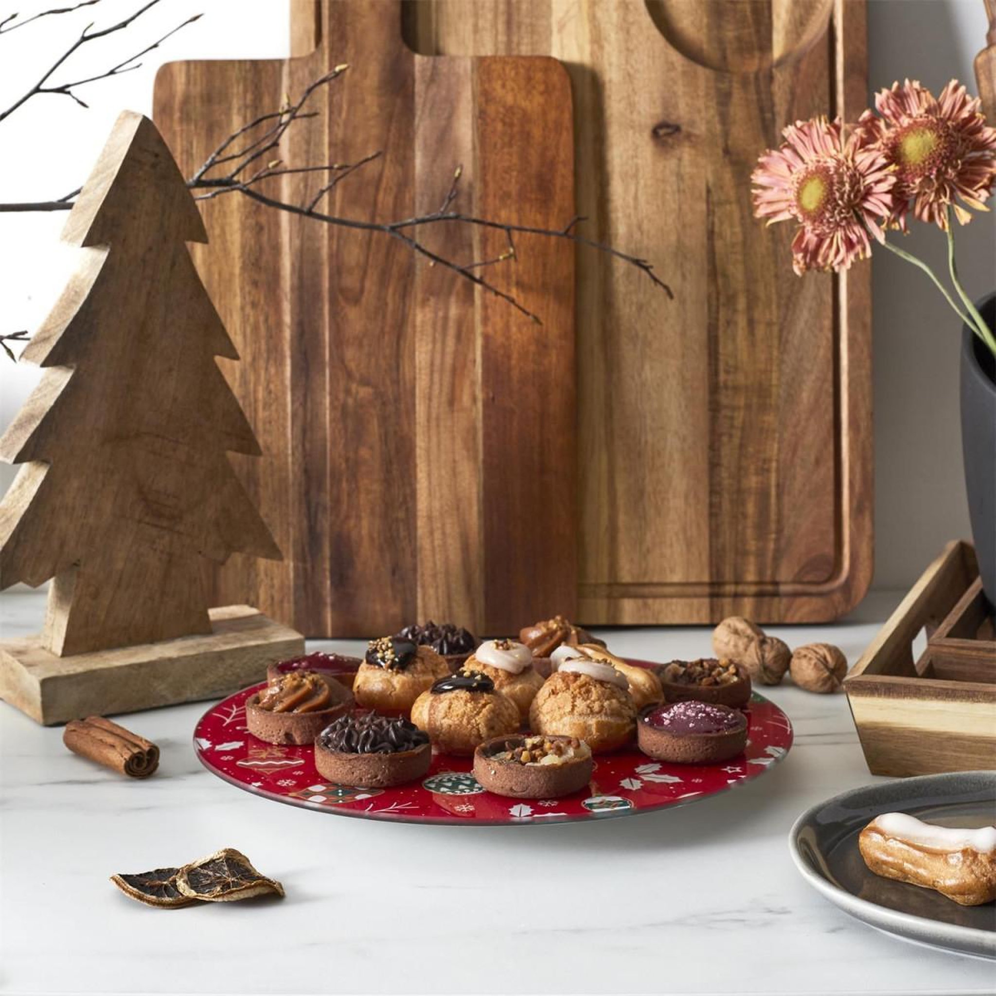 Voir la diapositive 4 : The Home Deco Factory Plateau de présentation tournant  noël  28cm rouge