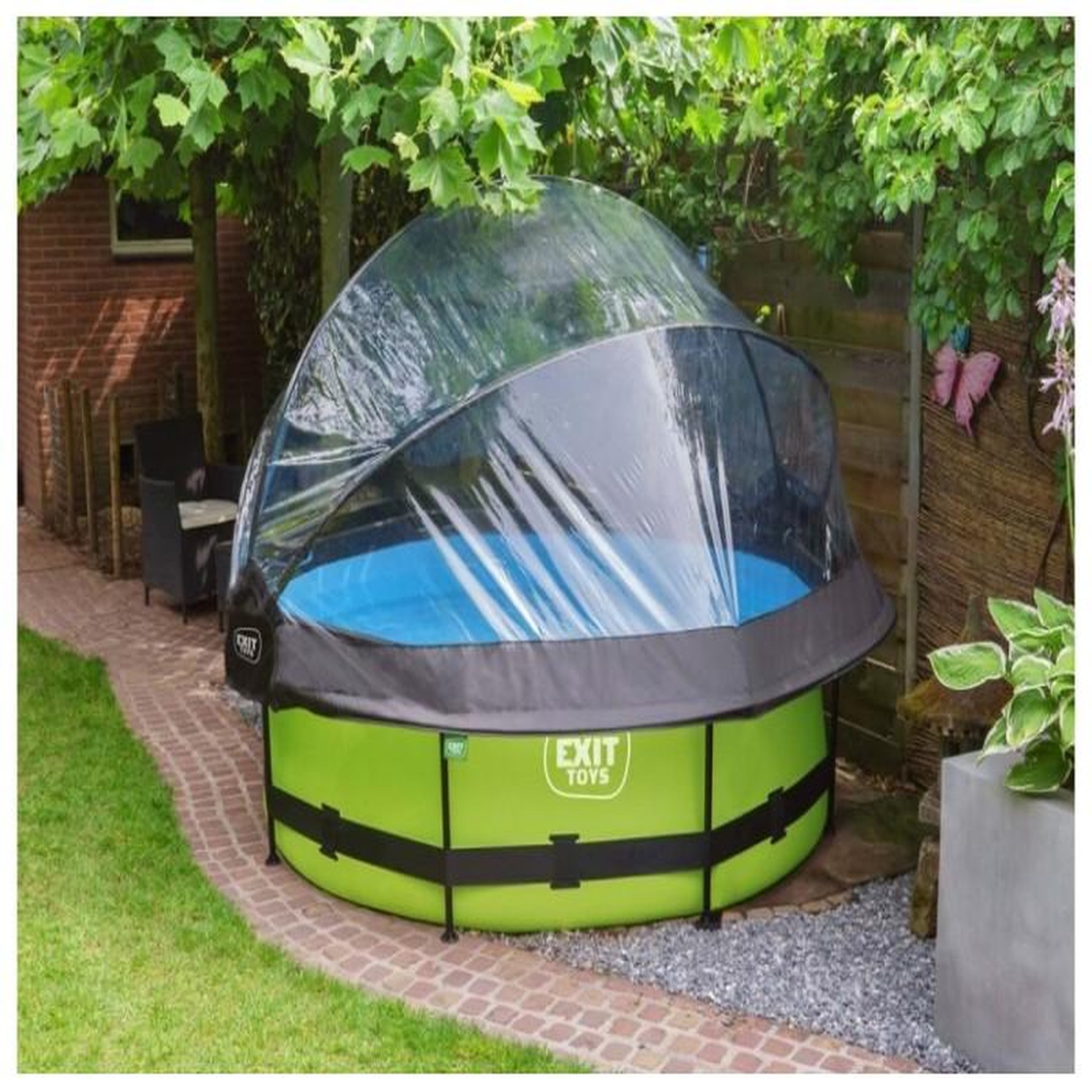 Voir la diapositive 4 : EXIT TOYS Dôme pour piscine tubulaire ronde de Ø 2,40 à 2,55 m - Exit Toys