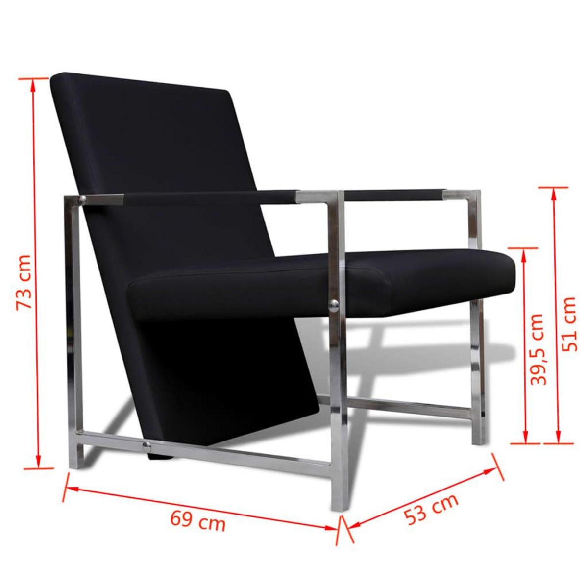 VIDAXL Fauteuil avec pieds chromes Noir Similicuir