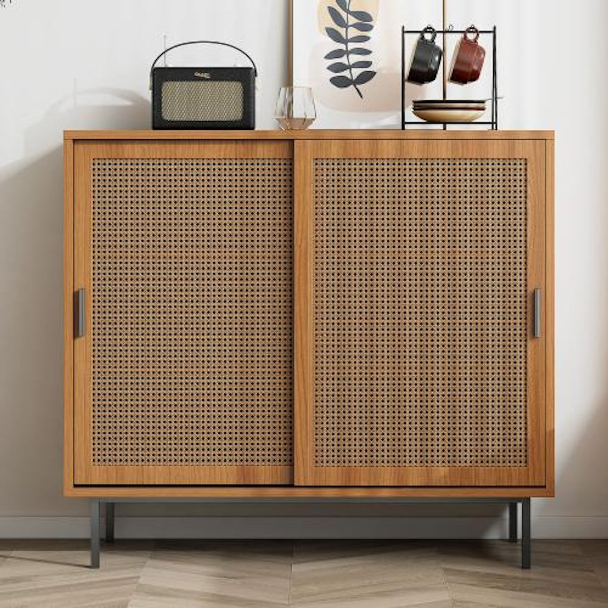 MERAX Buffet 2 porte(s) 0 tiroir(s) - 100 cm naturel panneau de particules