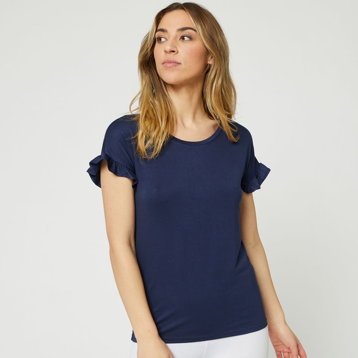 IN EXTENSO T-shirt manches courtes bleu marine femme