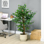 Voir la diapositive 5 : HOMCOM Arbre artificiel plante artificiel ficus hauteur 1,5 m tronc branches liane lichen feuilles grand réalisme pot inclus