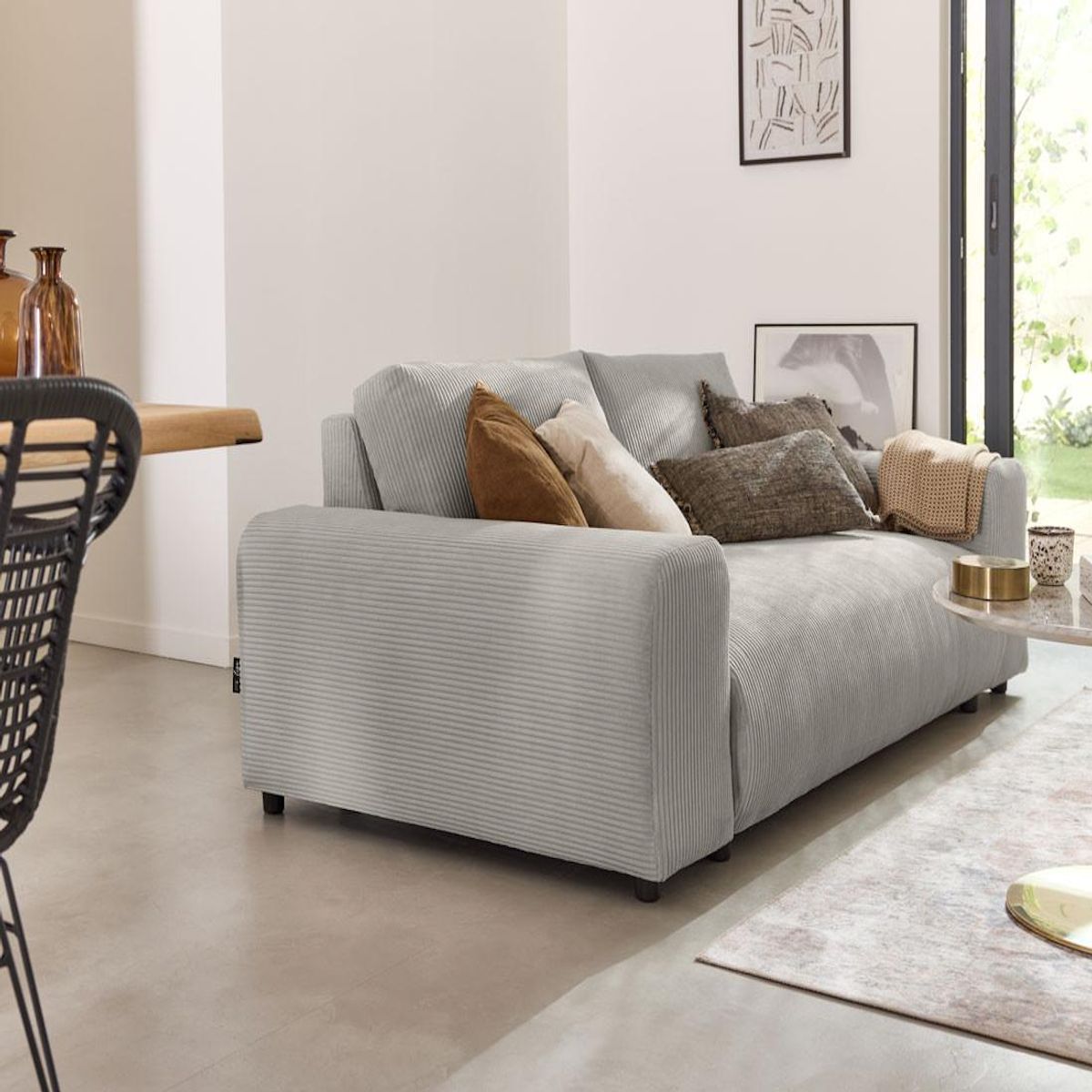LISA DESIGN Garance - canapé droit 3 places - en velours côtelé