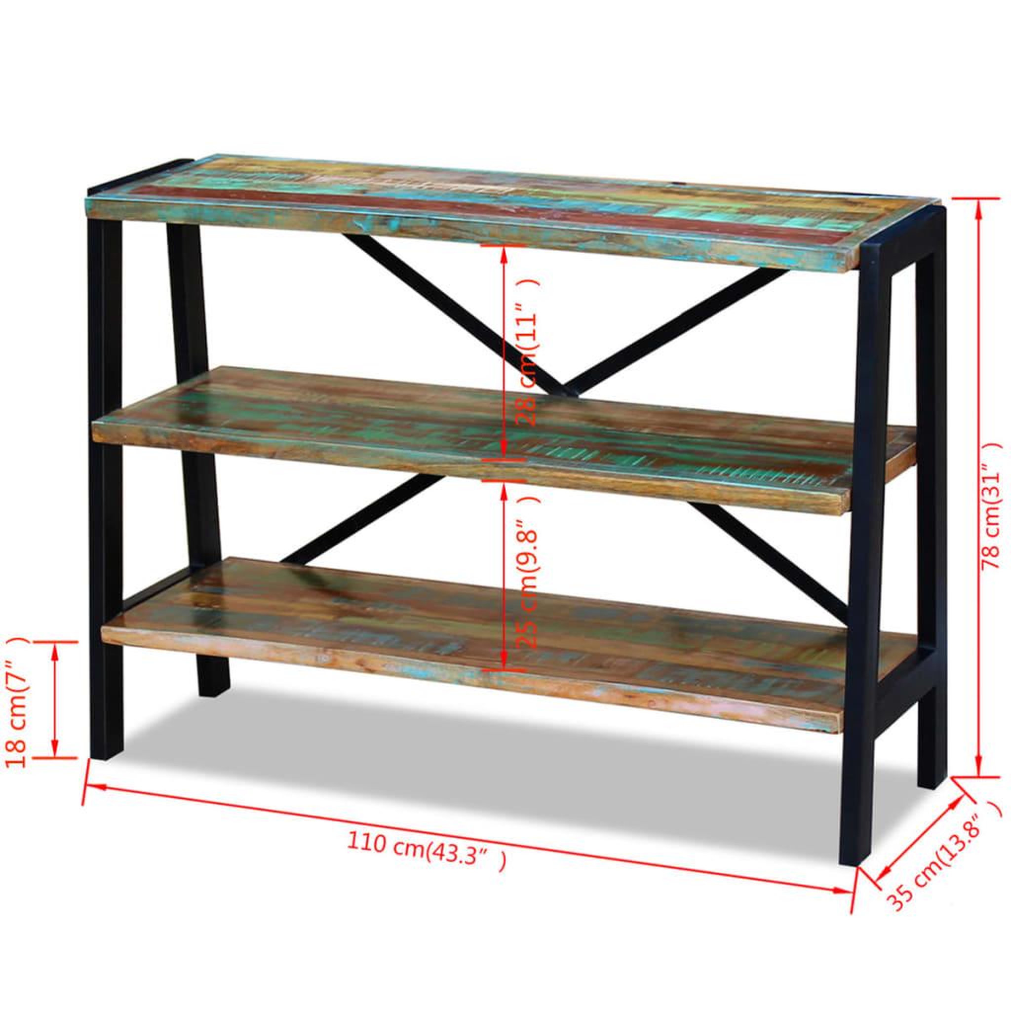 Voir la diapositive 6 : VIDAXL Buffet 3 etageres bois de recuperation massif