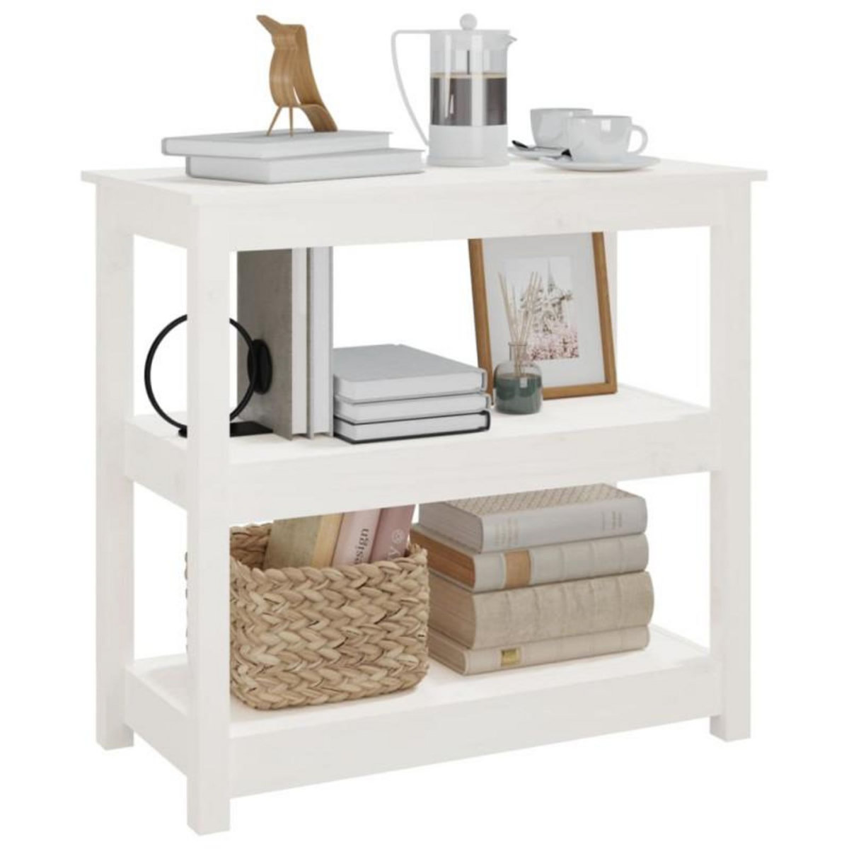 VIDAXL Table console Blanc 80x40x74 cm Bois massif de pin