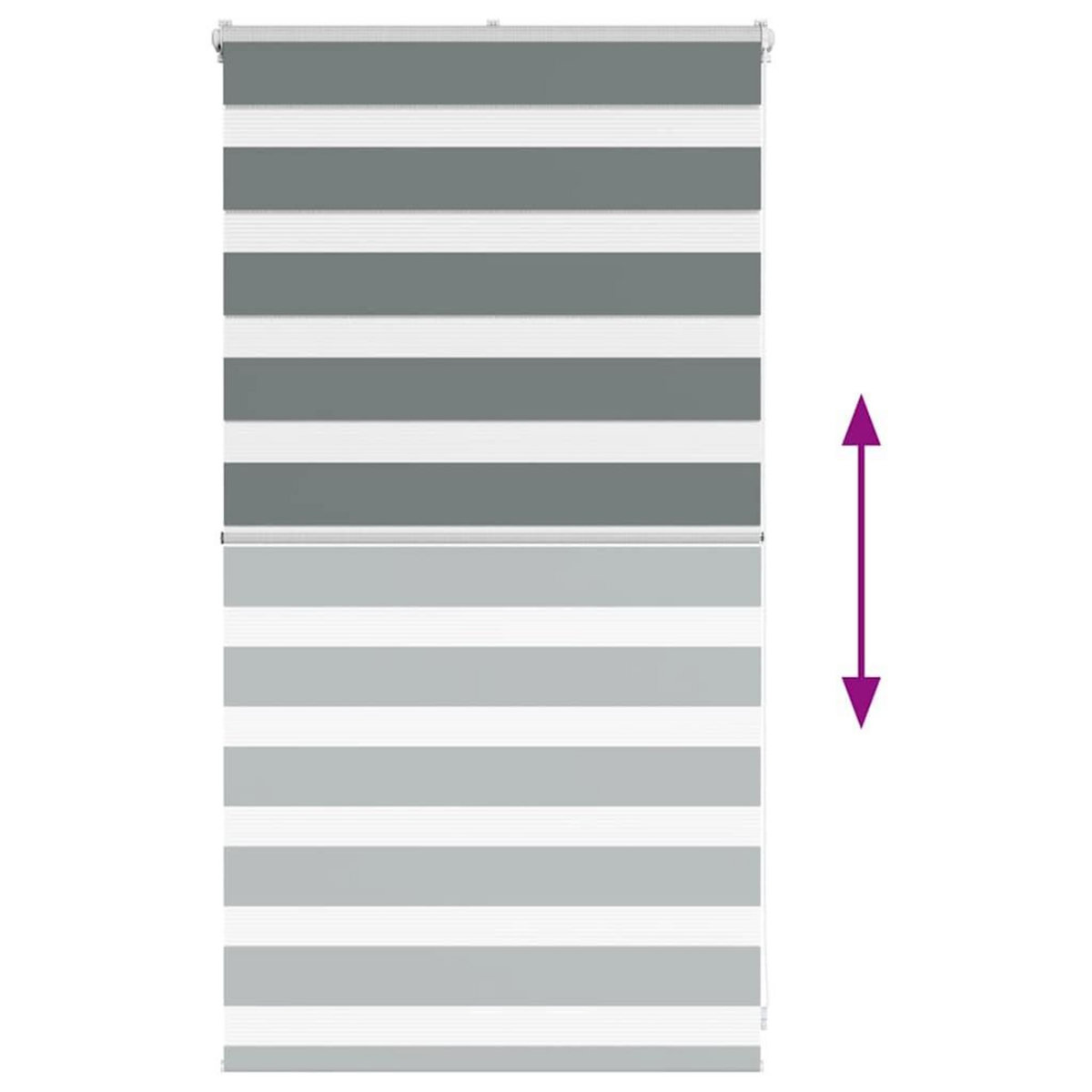 VIDAXL Store zebre gris fonce largeur du tissu 70,9 cm polyester