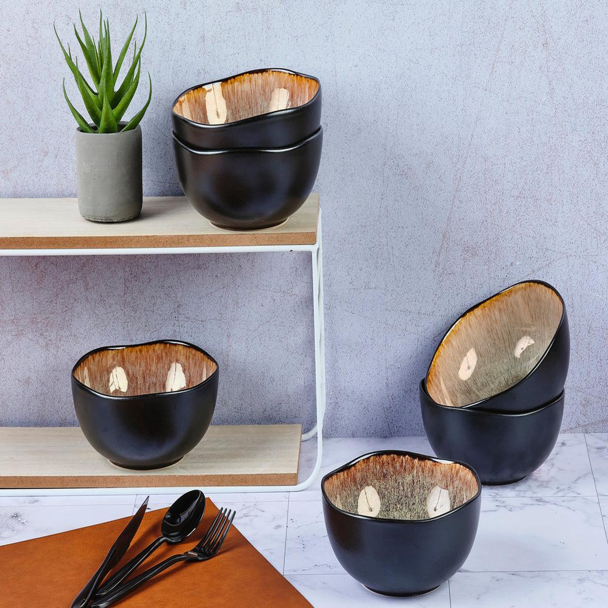 Voir la diapositive 2 : BJORN Bol IRIS Ø16,5cm - 6 pièces - Marron sauvage