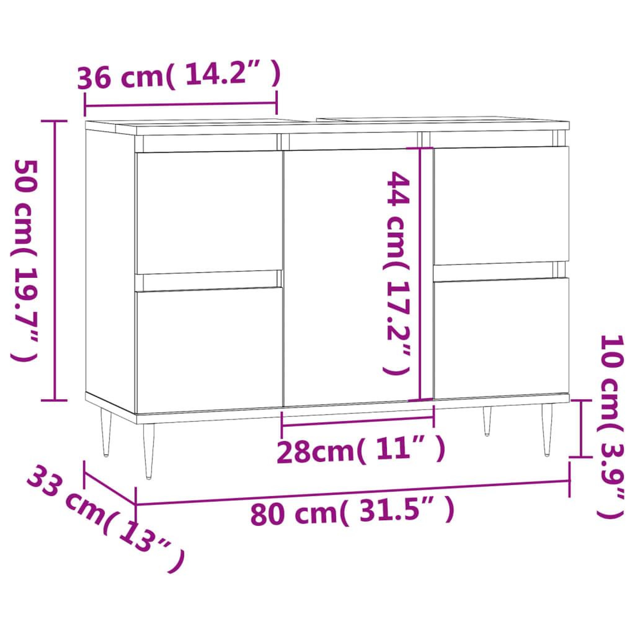 Voir la diapositive 6 : VIDAXL Armoire de salle de bain blanc brillant 80x33x60 cm