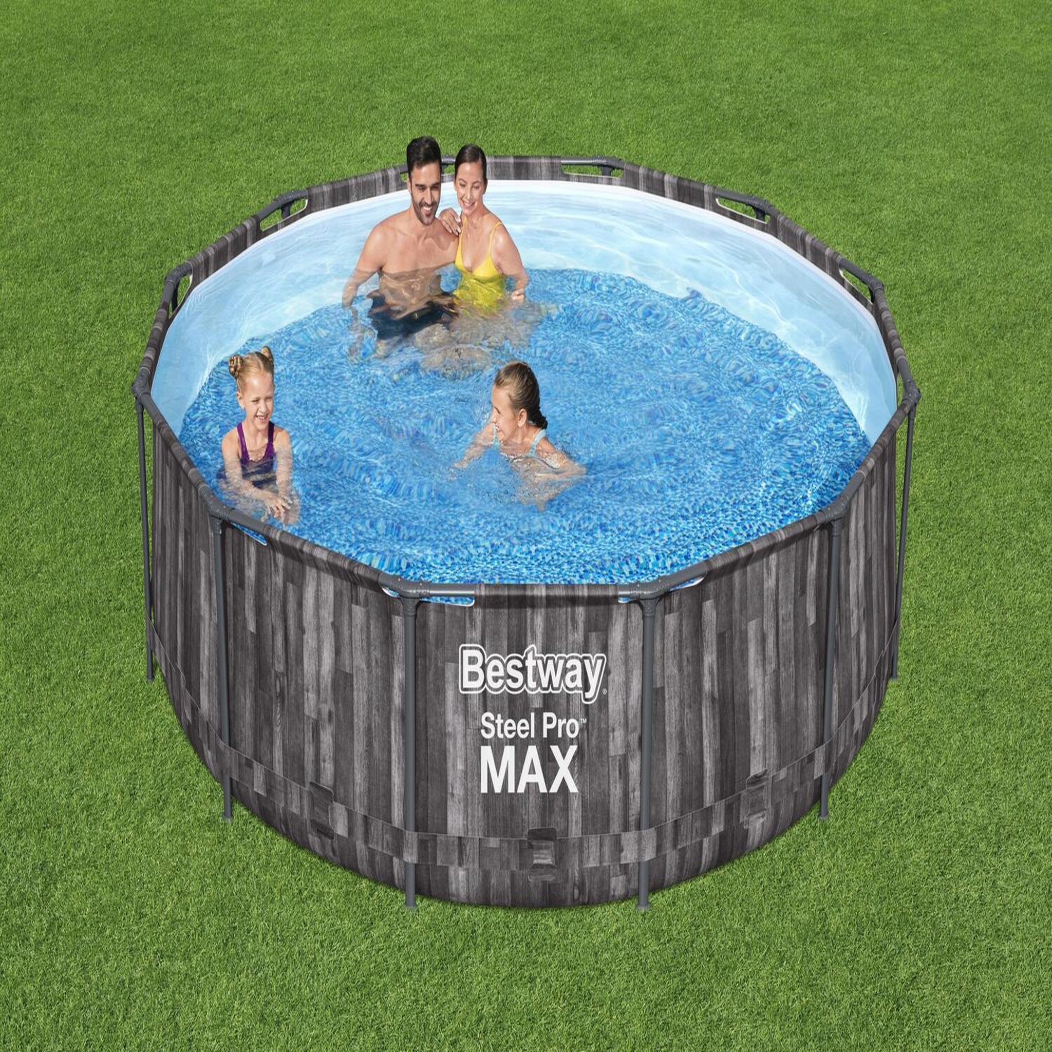 Voir la diapositive 2 : CONCEPT USINE Piscine tubulaire hors sol ronde gris 3,66 x 1 m HILO