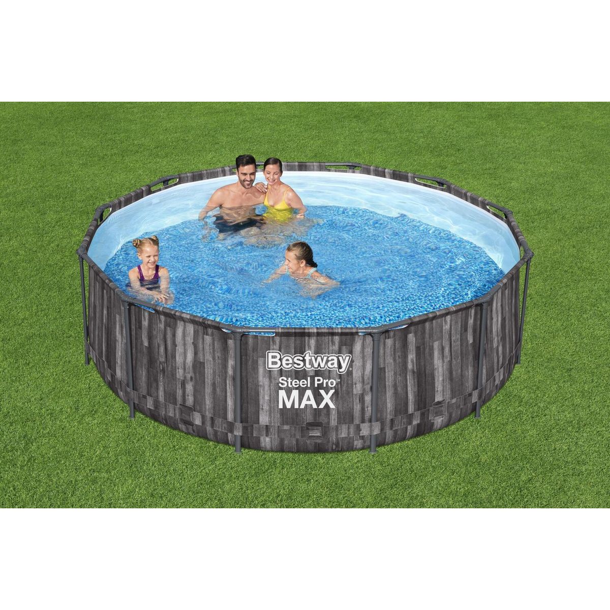 CONCEPT USINE Piscine tubulaire hors sol ronde gris 3,66 x 1 m HILO