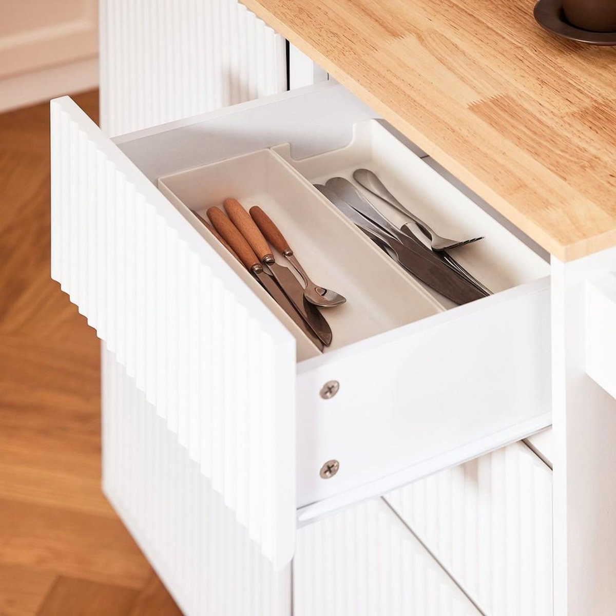 SOBUY SoBuy - Îlot De Cuisine à trois tiroirs - Blanc - 90x40x90cm - Moderne - FKW124-NW