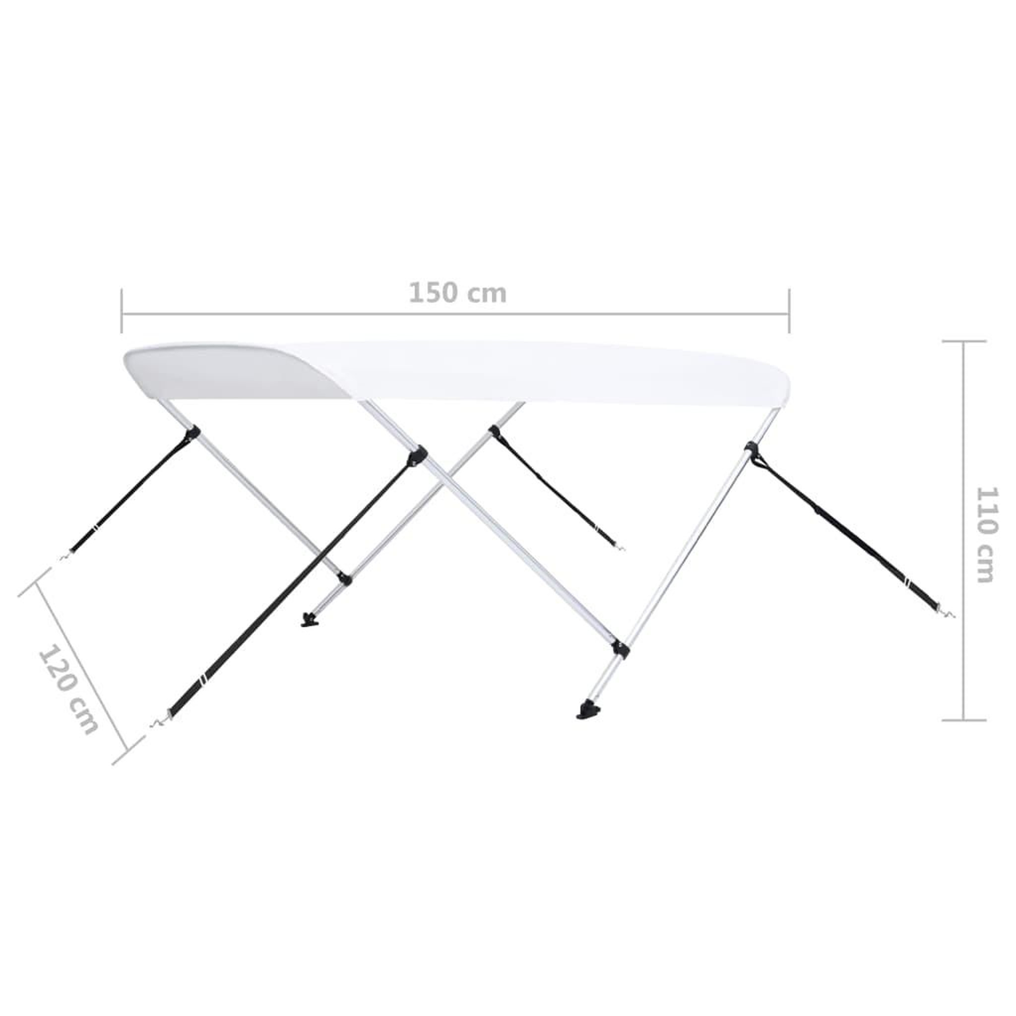 Voir la diapositive 6 : VIDAXL Auvent bimini a 2 arceaux Blanc 150x120x110 cm