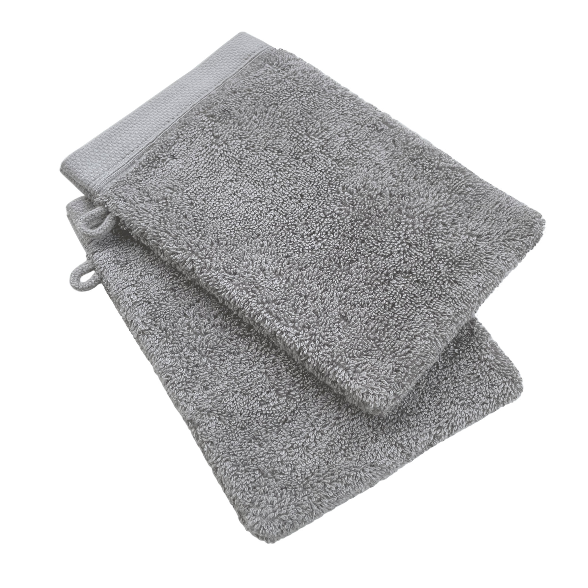 Voir la diapositive 1 : Lot de 2 gants de toilette uni en coton 600 g/m²