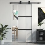 VIDAXL Porte coulissante noir 76x205 cm verre trempe aluminium