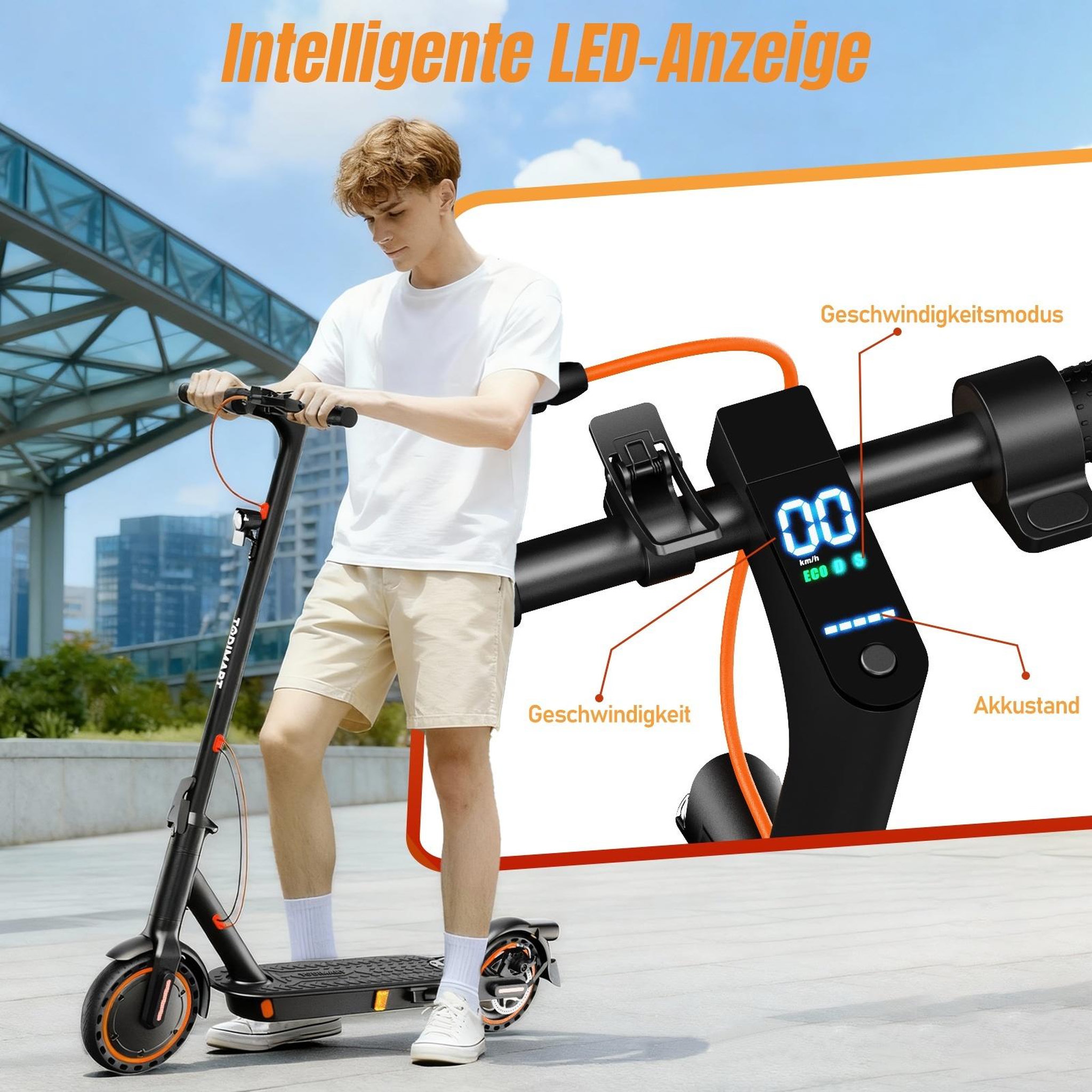 Voir la diapositive 4 : TODIMART Trottinette électrique pliable todimart t3, pneus pleins 8,5 , vitesse maximale 20 km/h, noire