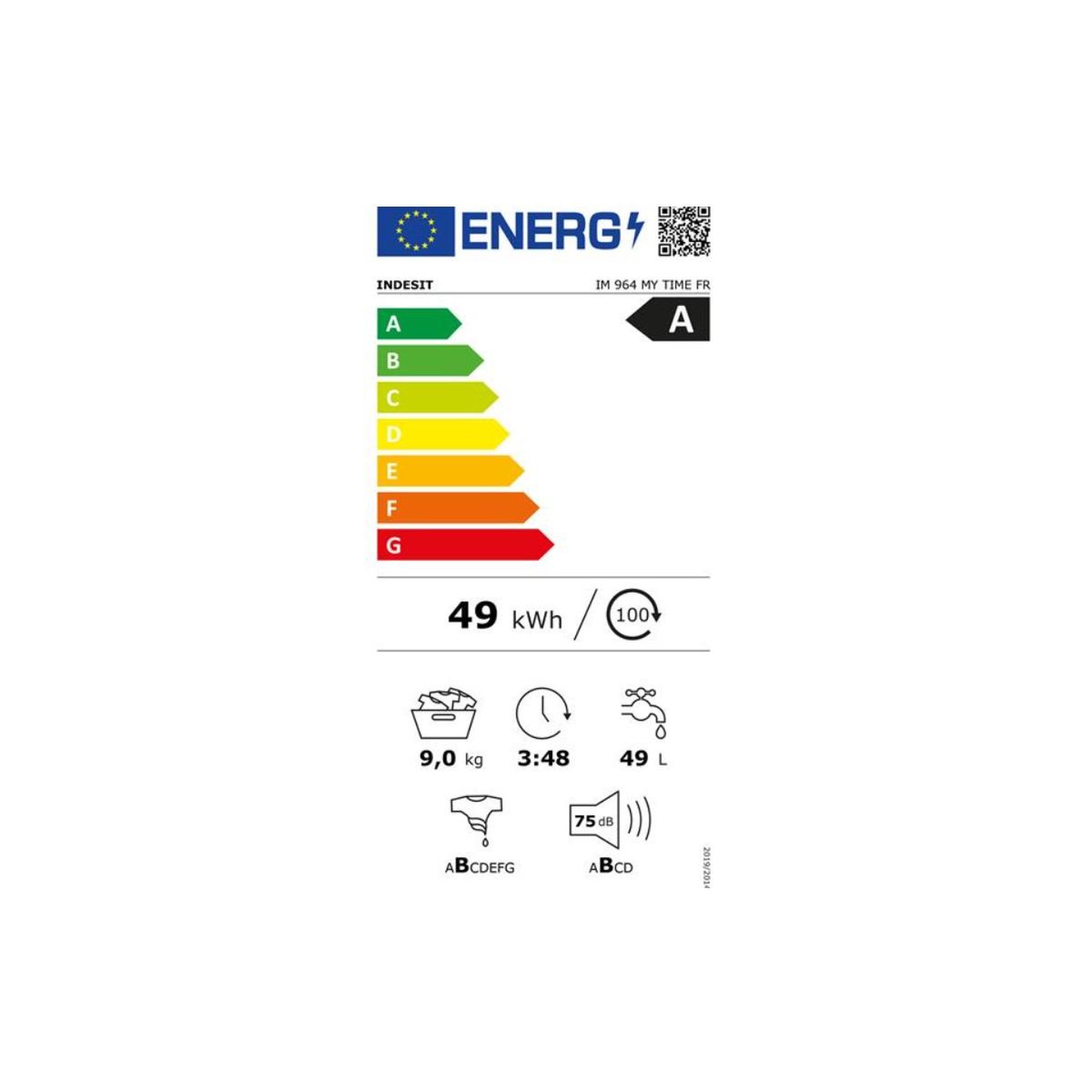 Voir la diapositive 2 : Indesit Lave-linge frontal 8kg 1400 tours/min - IM964MYTIMEFR