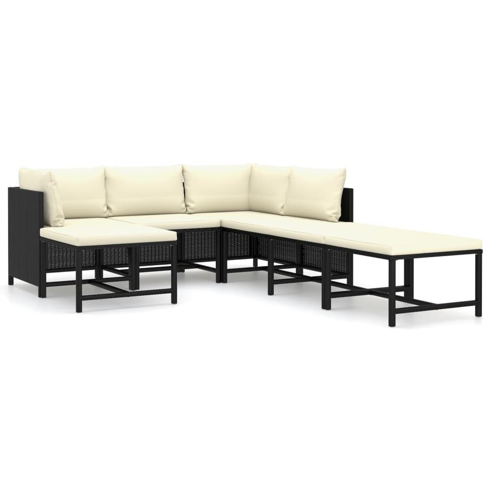 Voir la diapositive 2 : VIDAXL Salon de jardin 7 pcs avec coussins resine tressee noir