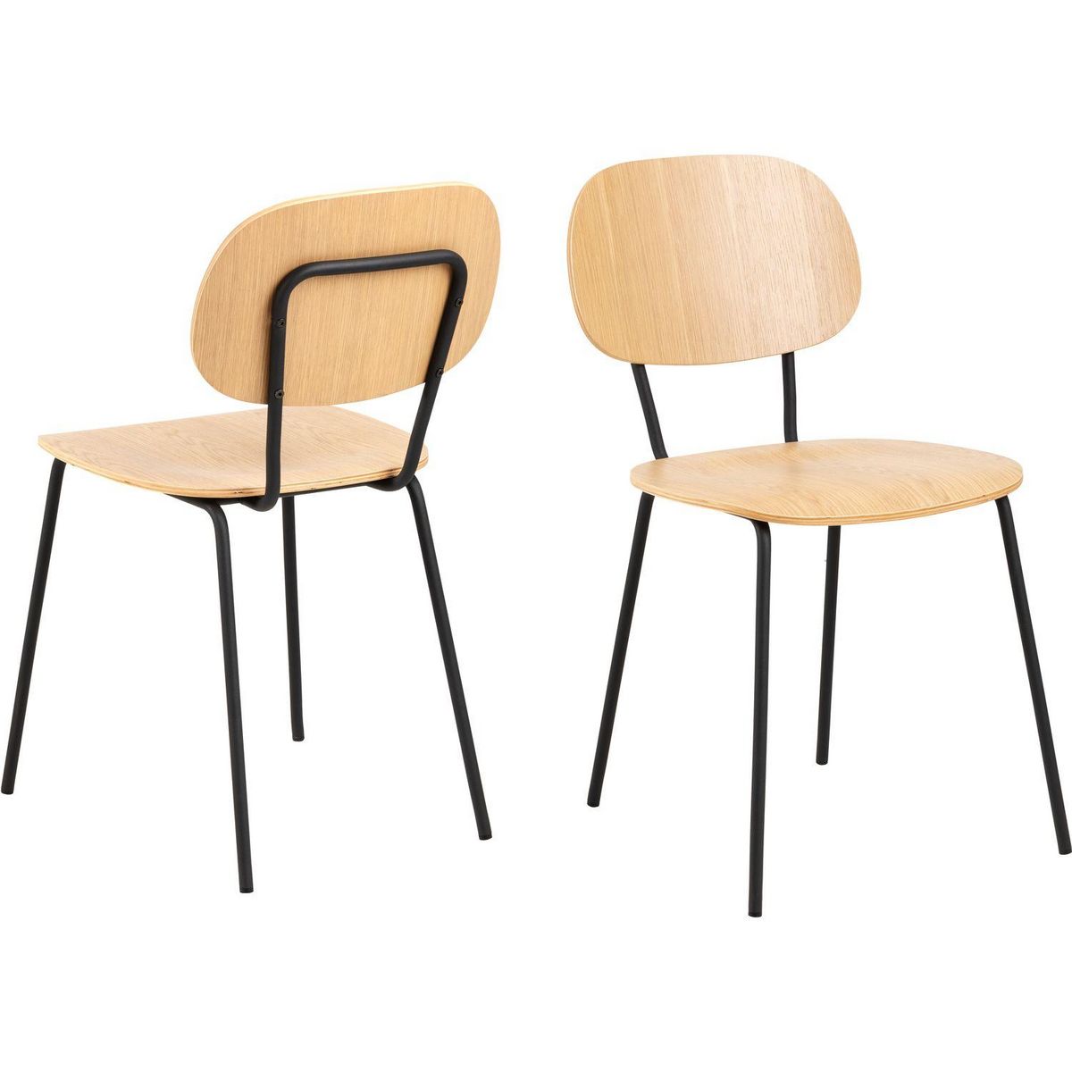 TOILINUX Lot de 2 chaises Daphné en bois et métal - Beige et noir