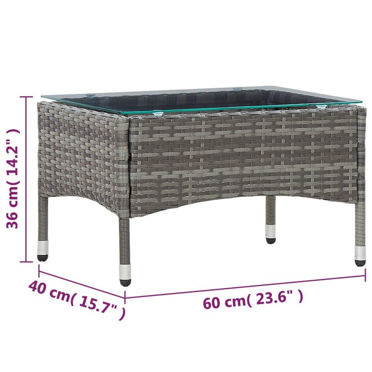 VIDAXL Table basse Gris 60x40x36 cm Resine tressee