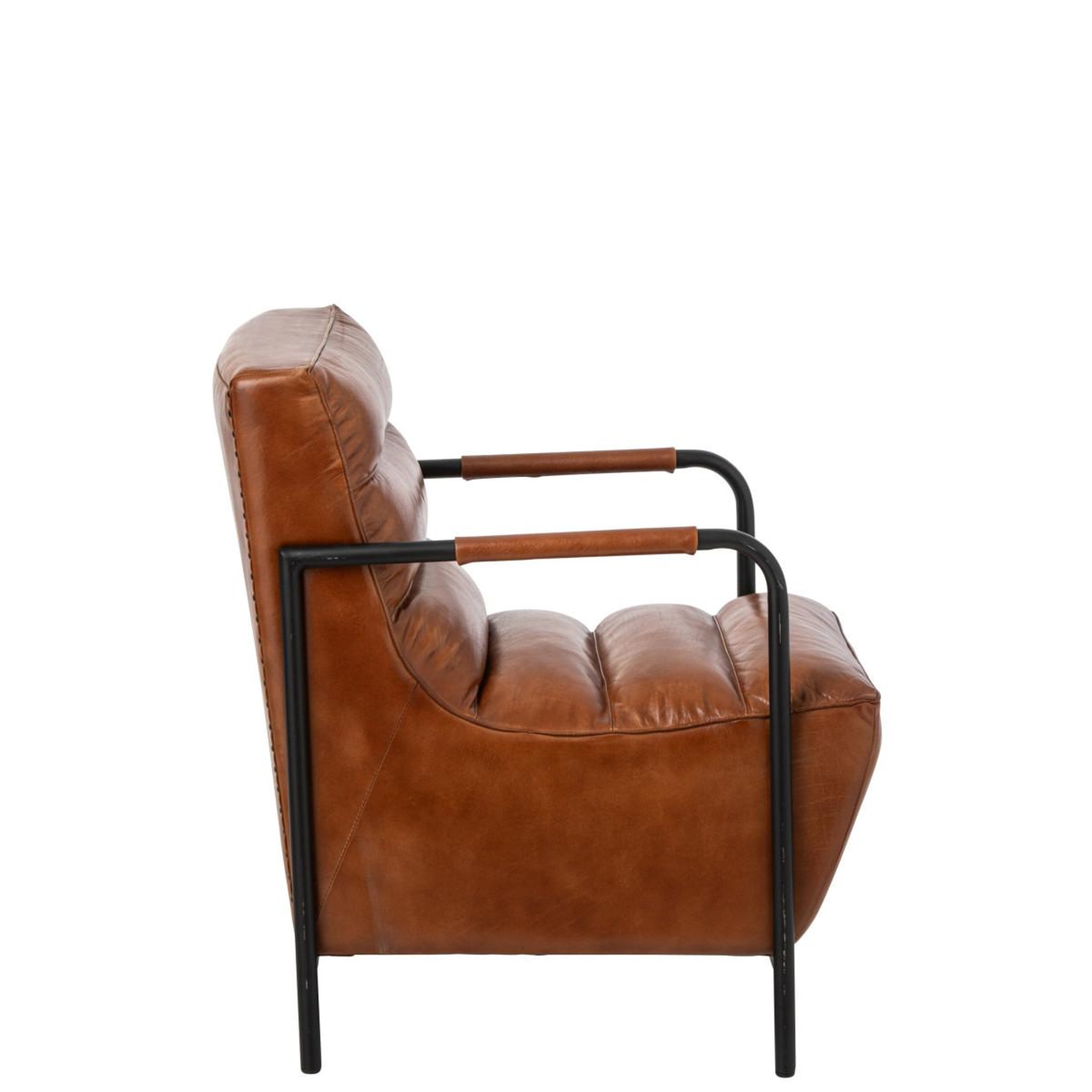 Voir la diapositive 3 : J-LINE Fauteuil design en cuir  austin  83cm camel