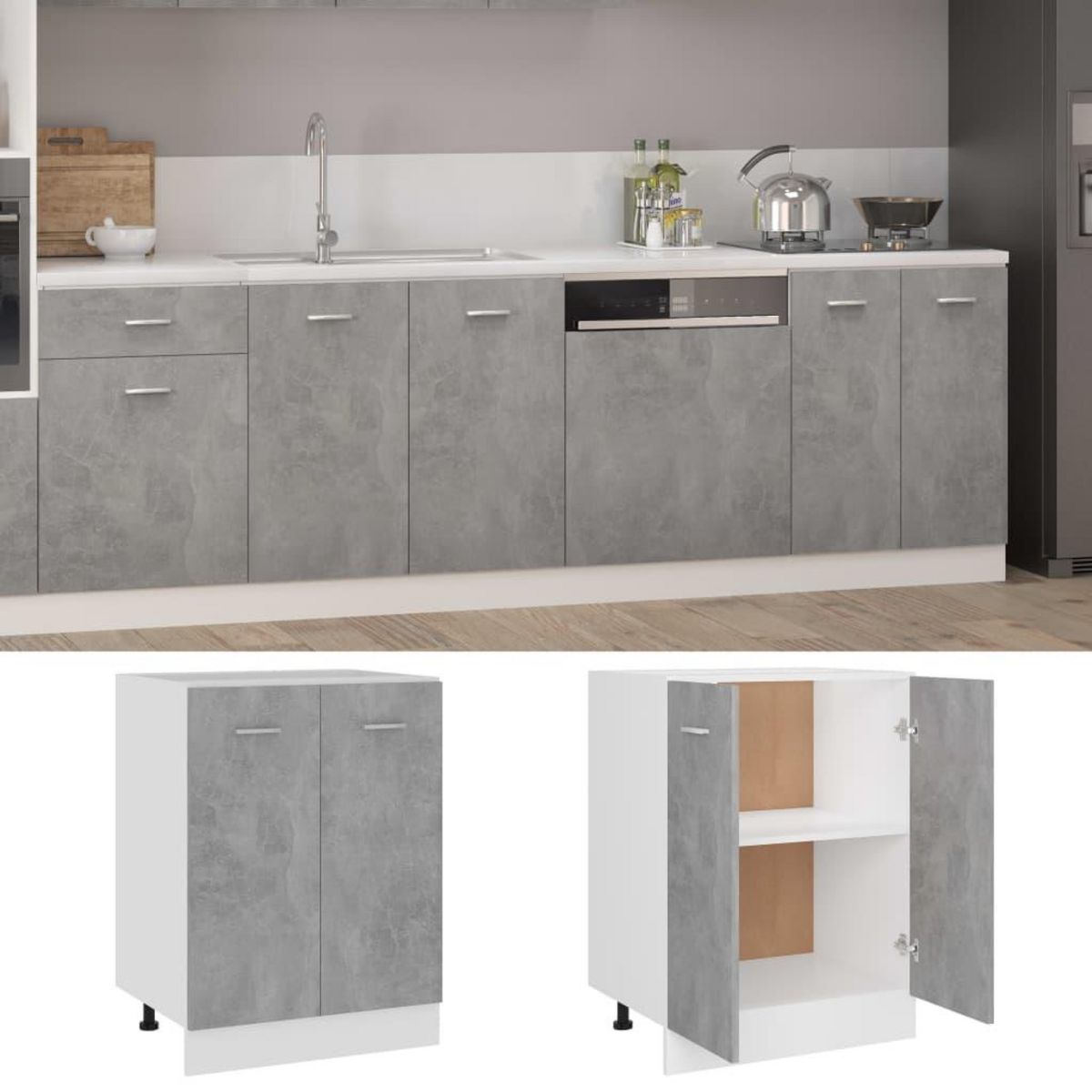 VIDAXL Armoire de plancher Gris beton 60x46x81,5 cm Bois d'ingenierie