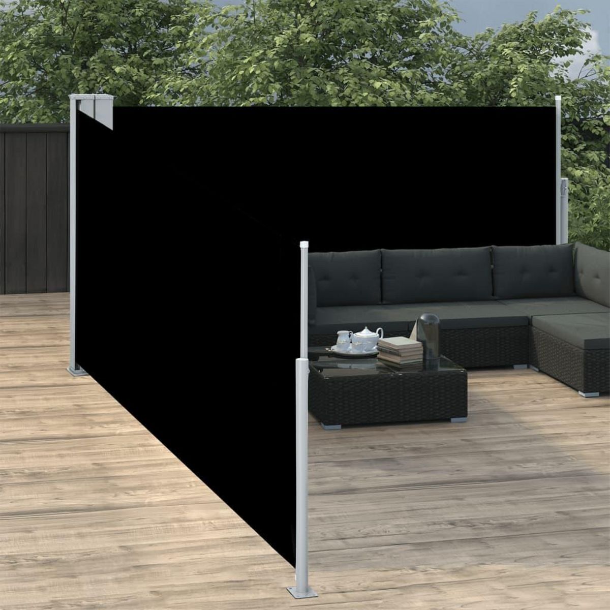 VIDAXL Auvent lateral retractable Noir 120 x 1000 cm