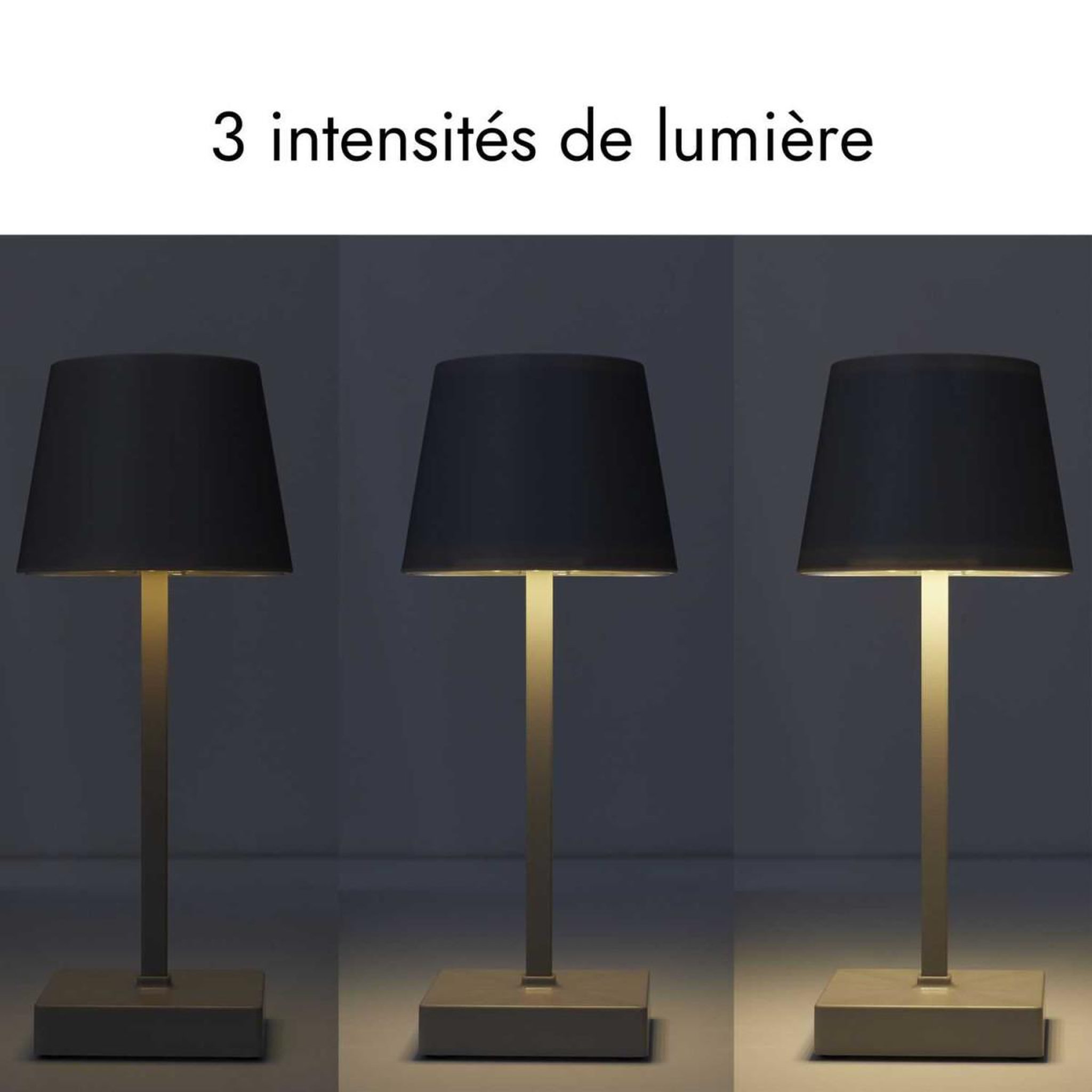 Voir la diapositive 3 : The Home Deco Factory Lampe à poser tactile  led  26cm taupe