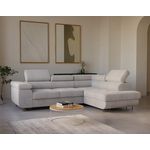 BEST MOBILIER Zaria - canapé d'angle droit - convertible avec coffre et têtières réglables - 5 places - en velours côtelé. Coloris disponibles : Bleu, Noir, Vert, Gris, Beige, Orange