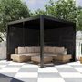 Voir la diapositive 2 : OUTSUNNY Pergola bioclimatique en alu 3 x 3 m - lames orientables 2 parties indépendantes, 2 stores latéraux - anthracite
