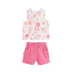 Petit Béguin Ensemble enfant t-shirt et short en gaze de coton Bahamas. Coloris disponibles : Rose