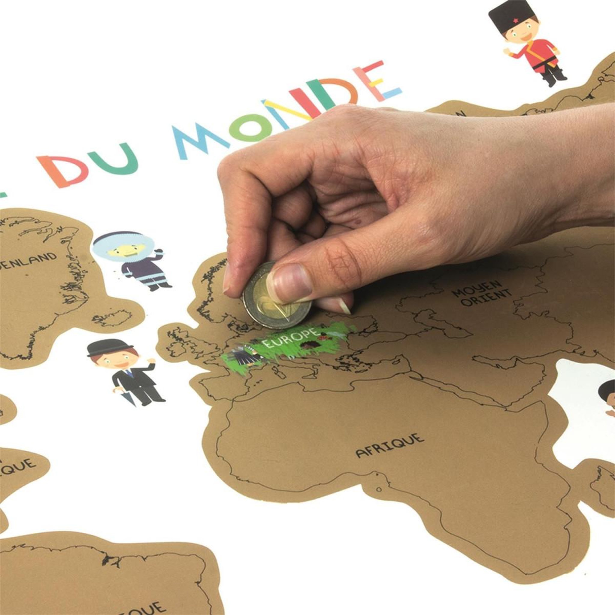 Voir la diapositive 2 : Jeux 2 momes Poster carte du monde  a gratter  40x60cm gris