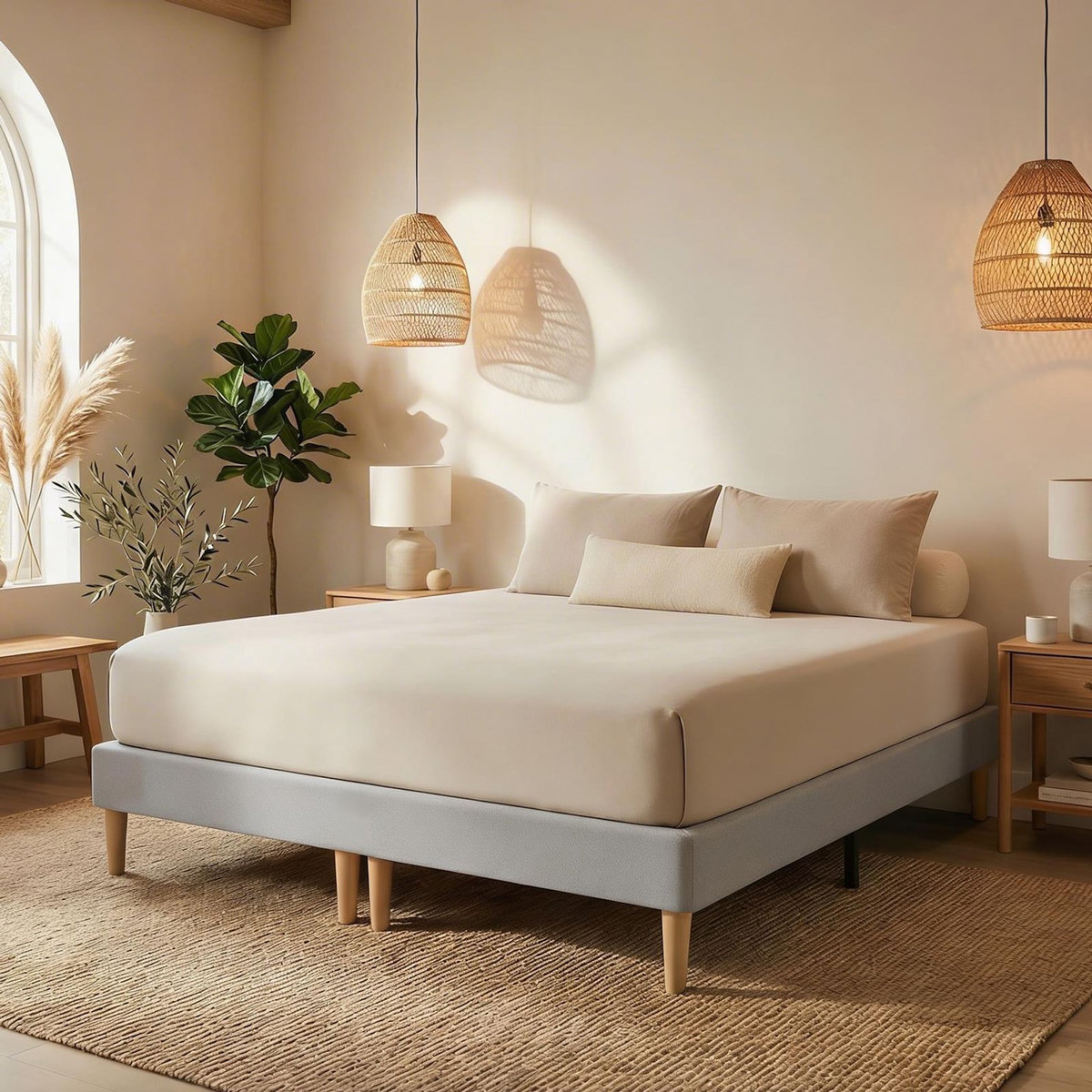 IDIMEX Sommier tapissier RENNES 180 x 200 cm revêtement tissu