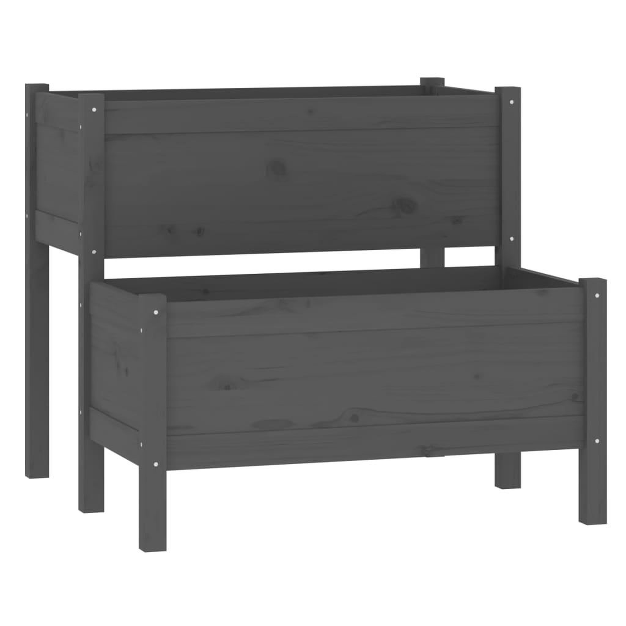 Voir la diapositive 2 : VIDAXL Jardiniere Gris 84,5x84x75 cm Bois massif de pin