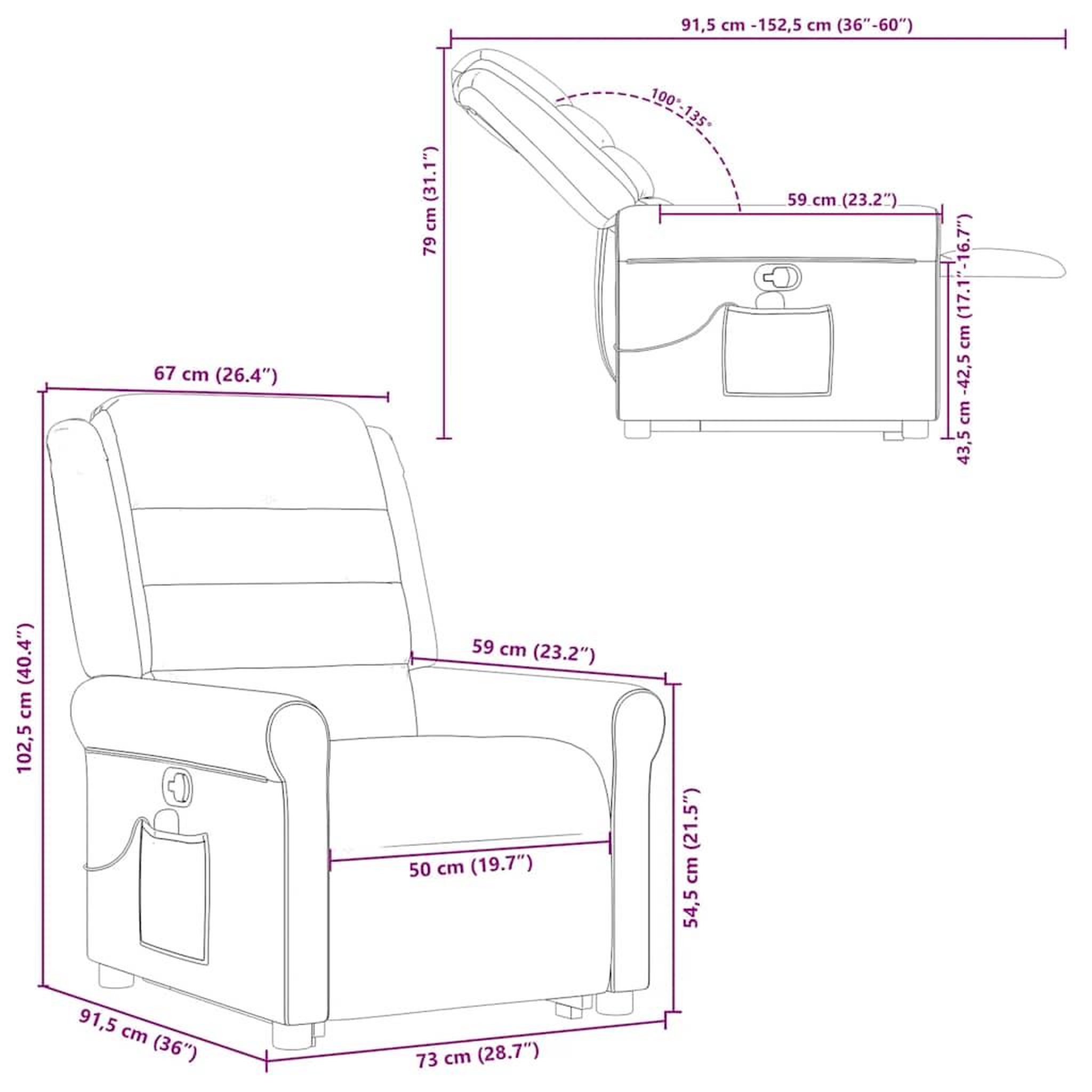 Voir la diapositive 6 : VIDAXL Fauteuil inclinable de massage Vert fonce Tissu