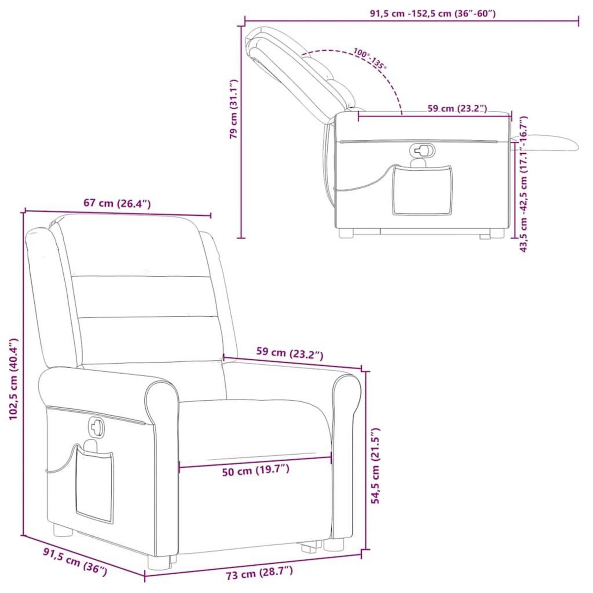 VIDAXL Fauteuil inclinable de massage Vert fonce Tissu