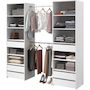 Voir la diapositive 4 : PARISOT Dressing - ANETO - Blanc - Double colonne - 6 tiroirs - 2 barres de penderie - L199,9 x H200 x P49,7 cm - PARISOT