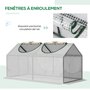 Voir la diapositive 6 : OUTSUNNY Mini serre de jardin serre à tomates 120 x 60 x 60 cm 2 fenêtres zippées enroulables acier thermolaqué PE haute densité blanc