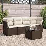 VIDAXL Salon de jardin avec coussins 5 pcs marron resine tressee