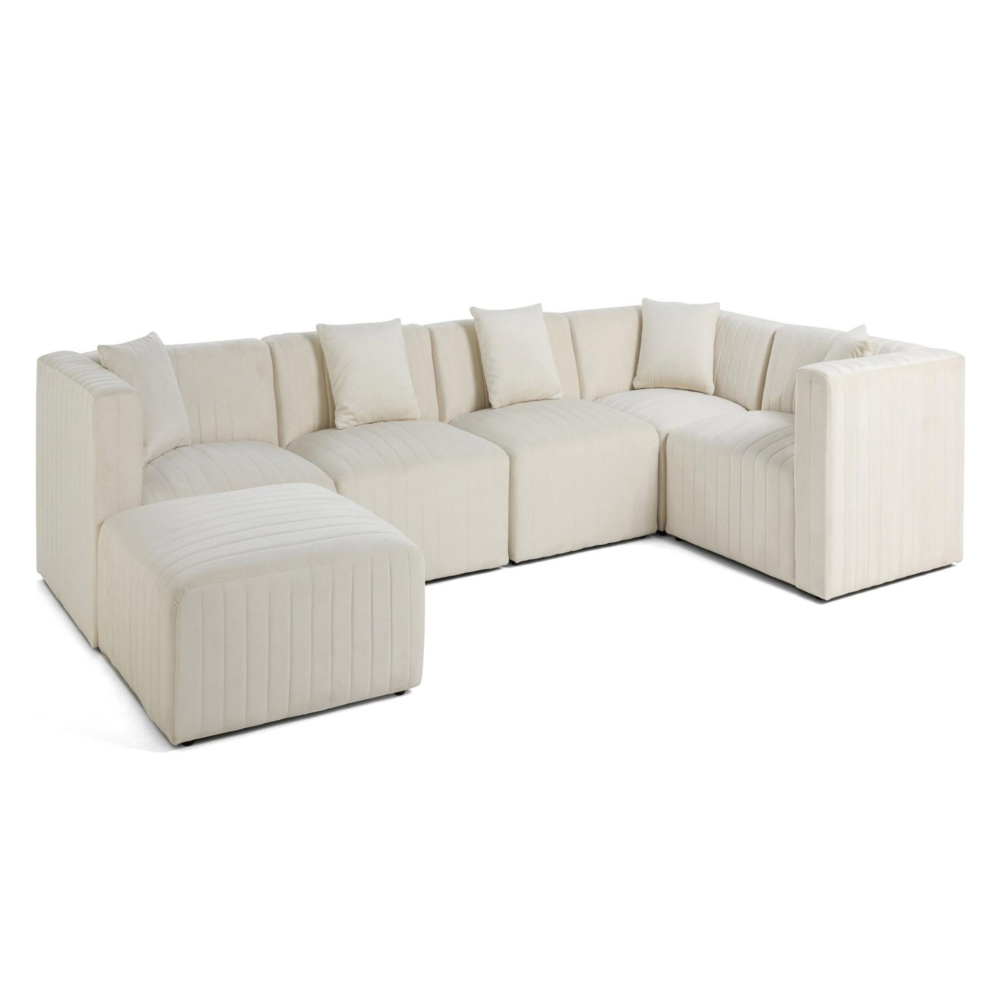 Voir la diapositive 3 : LISA DESIGN Nova - canapé modulable d'angle réversible - 6 places - avec pouf d'appoint - en velours