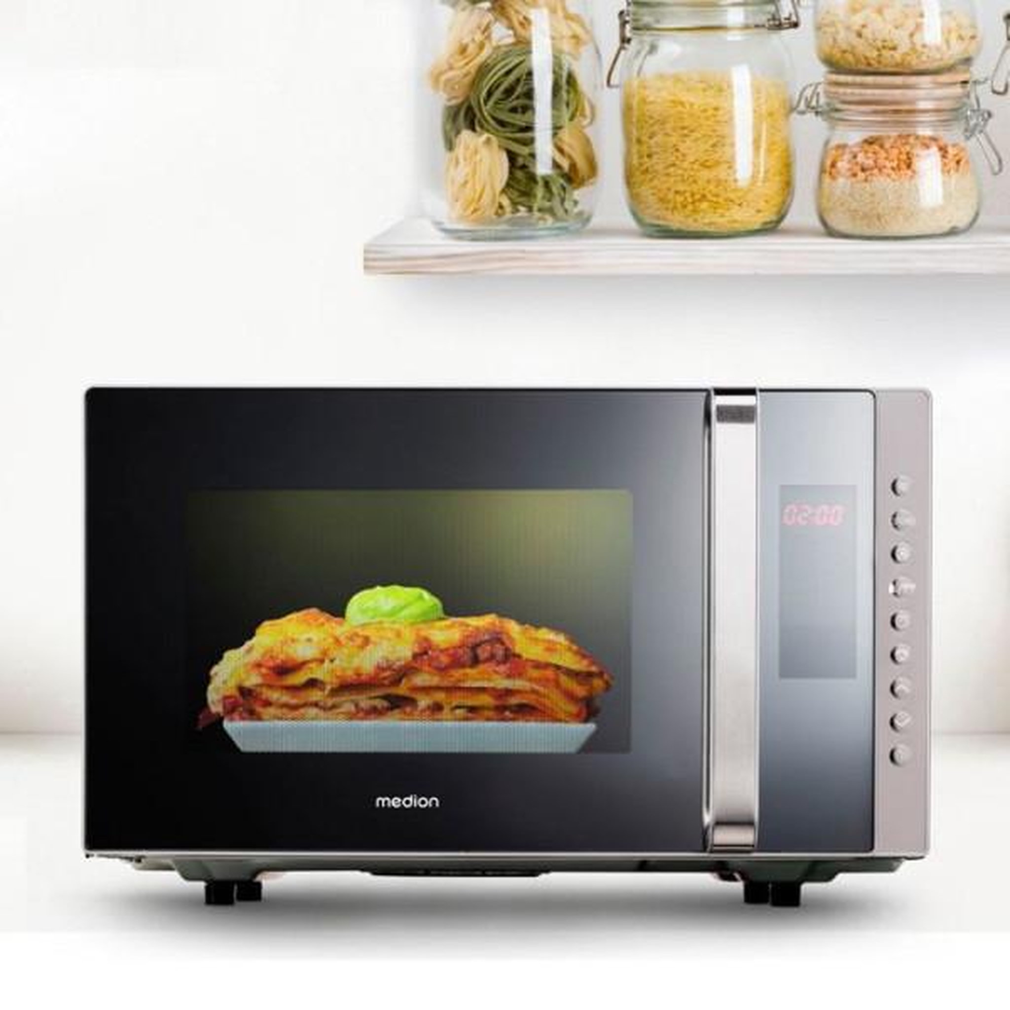 Voir la diapositive 3 : Medion Micro-ondes combiné medion md17495 - 23l - 800w - 1200w grill - pose libre - argent