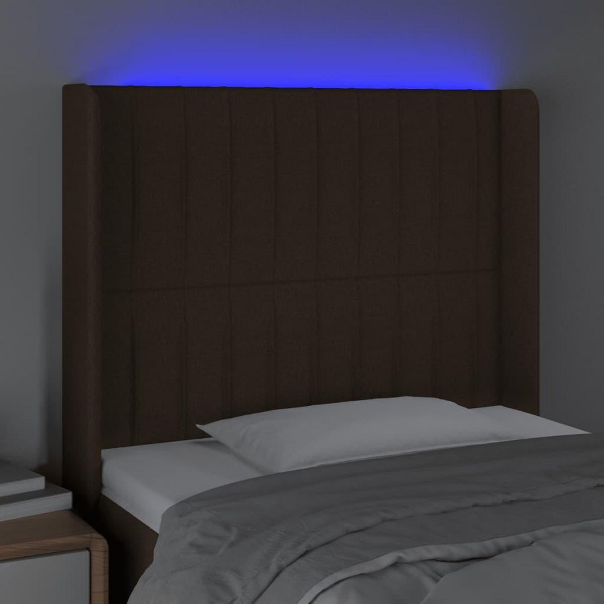 VIDAXL Tete de lit a LED Marron fonce 83x16x118/128 cm Tissu