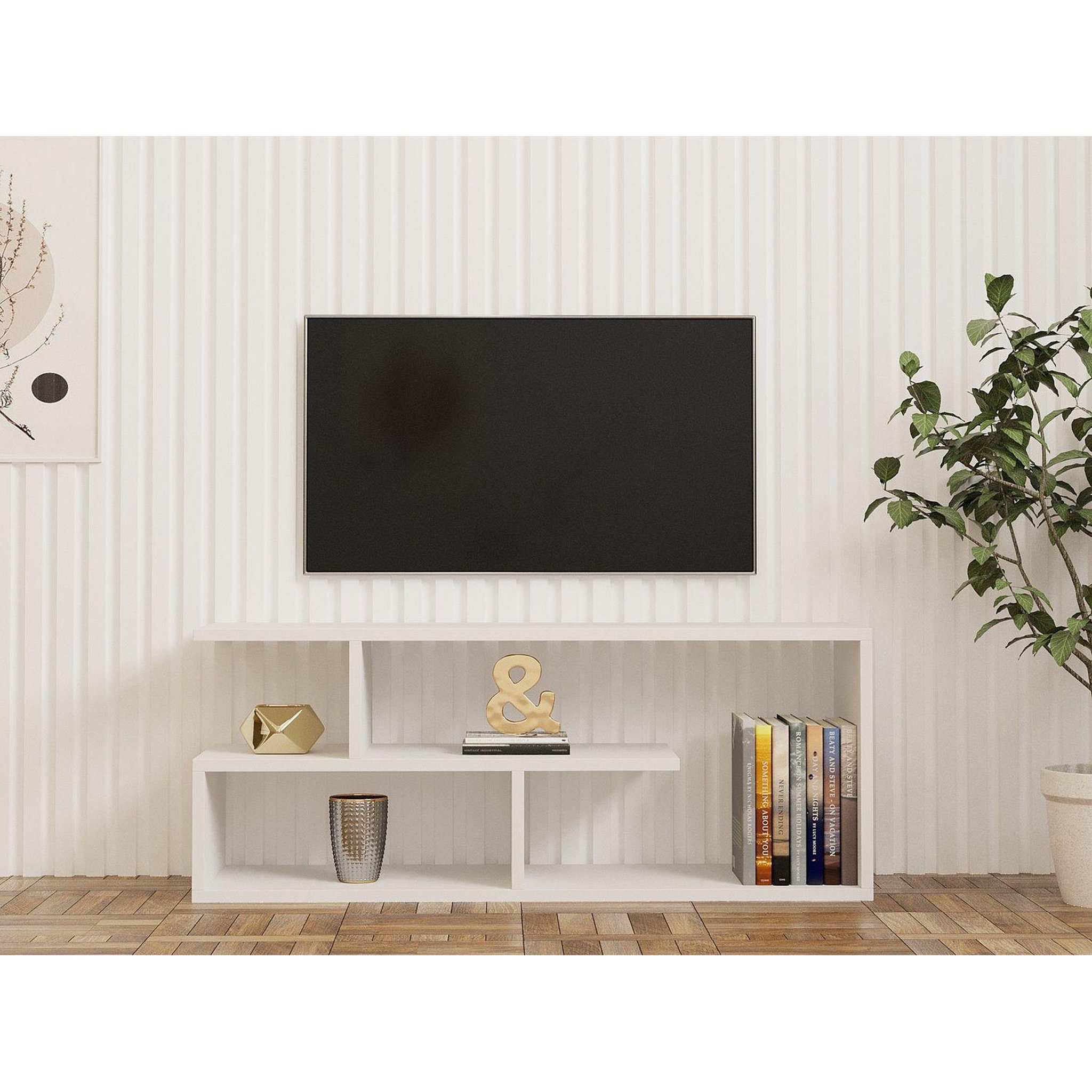 Voir la diapositive 2 : TOILINUX Meuble tv design en bois raphael - blanc