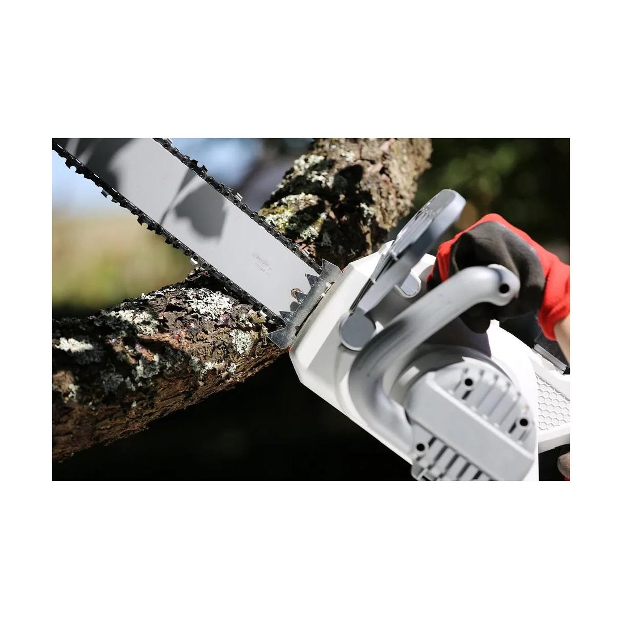 Voir la diapositive 4 : Ikra Tronçonneuse electrique 2200w guide 40 cm poignée 2 mains anti-vibration tendeur de chaine sans outil ikra