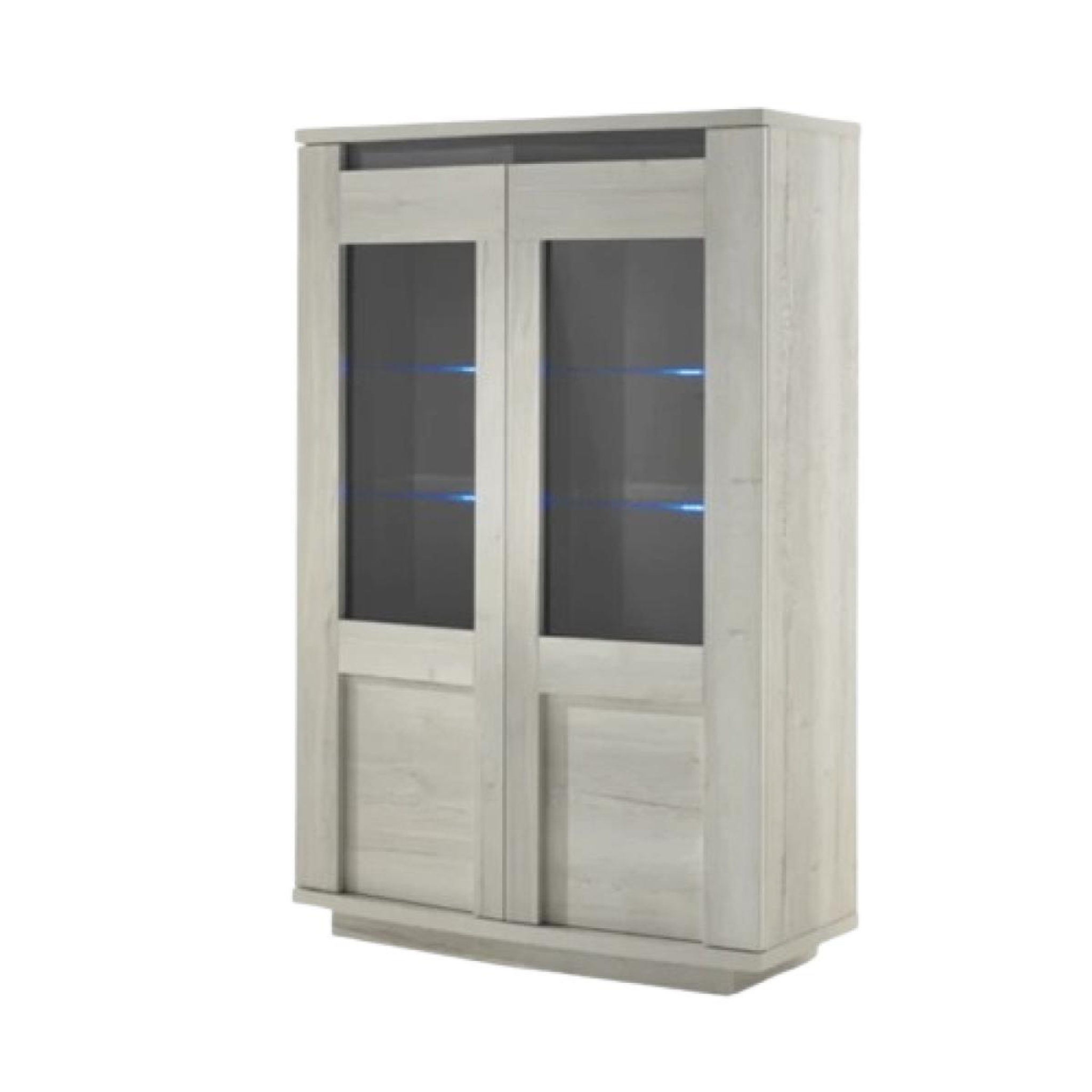 JLC KREATION Vitrine contemporaine 2 portes vitrées chêne blanchi MELINDA