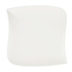 SECRET DE GOURMET Lot de 6 Assiettes Plates Carrées  Vague  25cm Blanc