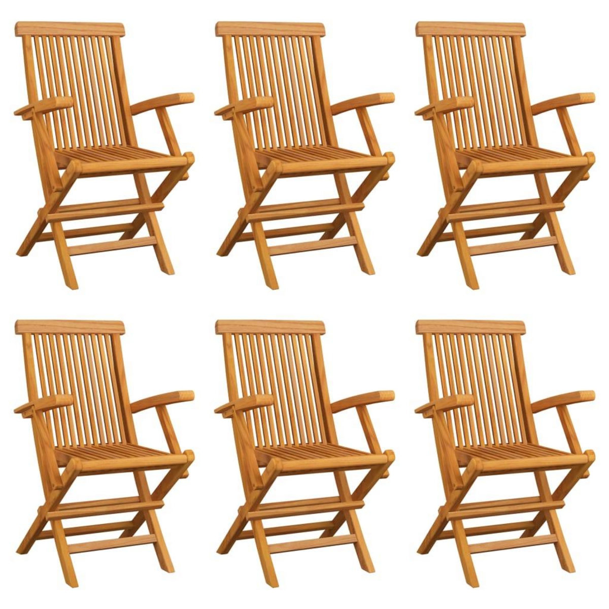 VIDAXL Chaises pliables de jardin lot de 6 Bois de teck solide